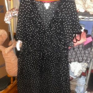 Ava & Viv Black Midi Dress with White Heart Print